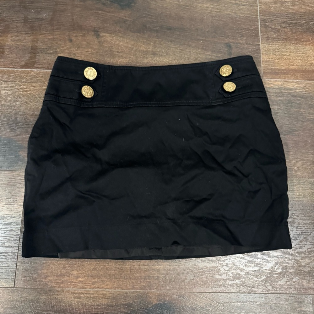 Express Black Mini Skirt with Gold Buttons SZ 4